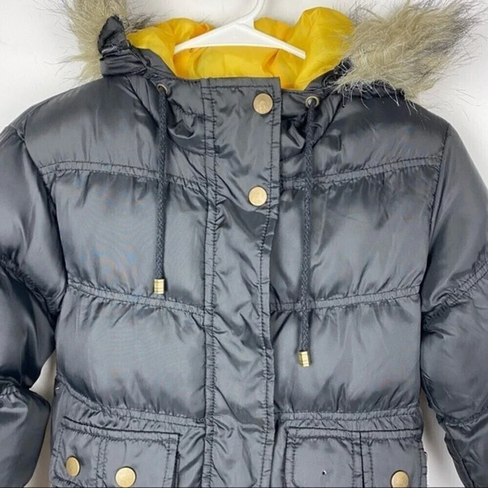 Polar Ice Girls Winter Feather Jacket Size 7 Black /Yellow Kids Jacket